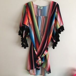 Judith March colorful serape tassel kimono medium